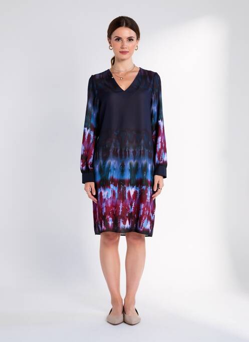 Rochie midi imprimeu fantezie mâneci lungi albastru LA FEE MARABOUTEE femme