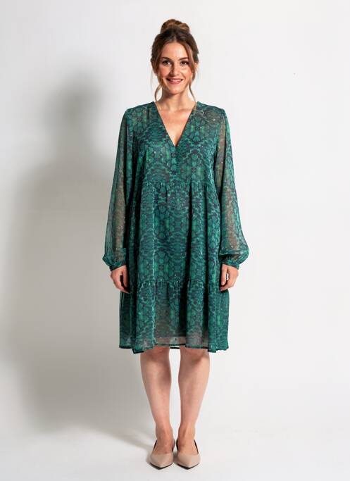 Rochie midi imprimeu fantezie mâneci lungi verde LA FEE MARABOUTEE femme