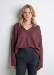 Pulover țesătură melanj mâneci lungi roșu KAFFE femme