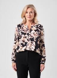 Bluză imprimeu floral mâneci lungi negru CISO femme