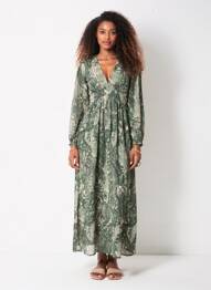 Rochie lungă mâneci lungi mâneci lungi verde IKOONE&BIANKA femeie