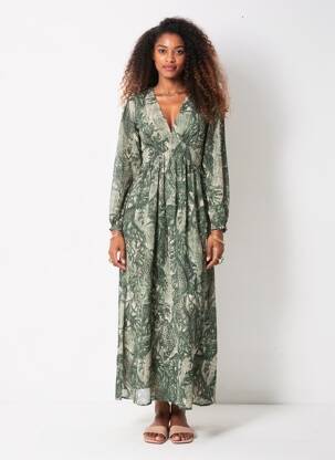 Rochie lungă mâneci lungi mâneci lungi verde IKOONE&BIANKA femme