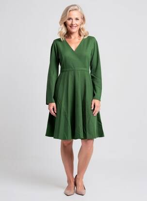 Rochie midi mâneci lungi mâneci lungi verde BL femeie