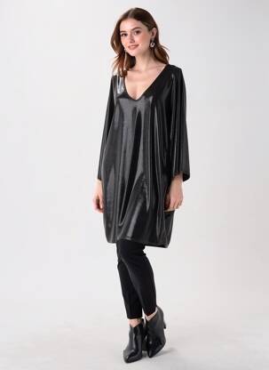 Rochie midi mâneci lungi mâneci lungi negru NEW FEELING femeie
