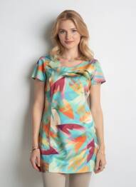 Rochie midi imprimeu fantezie mâneci scurte verde FRANCE RIVOIRE femme