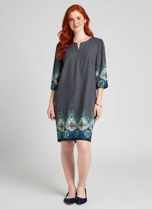 Rochie midi mâneci 3/4 mâneci 3/4 albastru GEVANA femeie