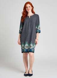 Rochie midi mâneci 3/4 mâneci 3/4 albastru GEVANA femme