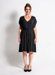 Rochie midi mâneci scurte mâneci scurte negru QUATTRO femme