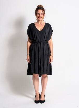 Rochie midi mâneci scurte mâneci scurte negru QUATTRO femme