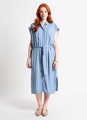 Rochie midi mâneci lungi mâneci lungi albastru YEST femeie