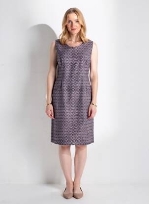 Rochie midi imprimeu fantezie fără mâneci albastru GEVANA femeie