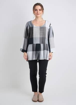 Bluză țesătură poplin mâneci 3/4 gri KOKOMARINA femme