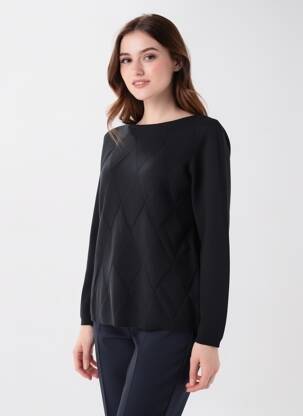 Pulover croială dreaptă mâneci lungi negru GEVANA femeie