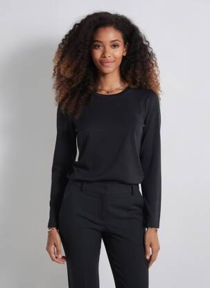 Pulover croială cambrată mâneci lungi negru GEVANA femme