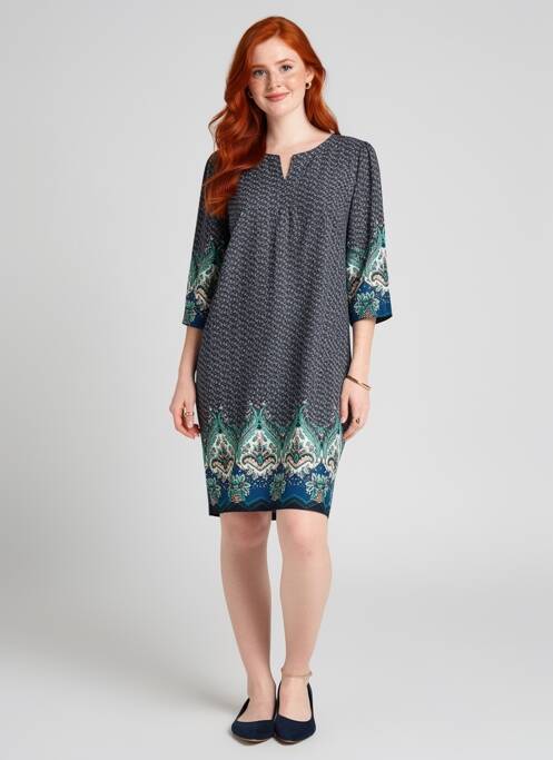 Rochie midi mâneci 3/4 mâneci 3/4 albastru GEVANA femme