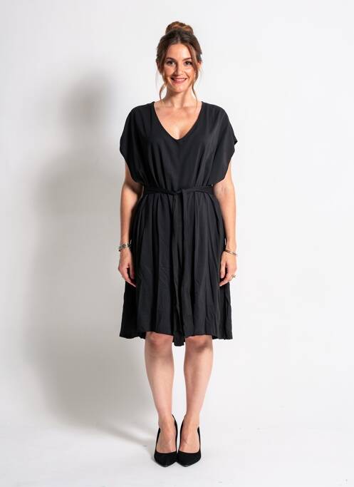 Rochie midi mâneci scurte mâneci scurte negru QUATTRO femme