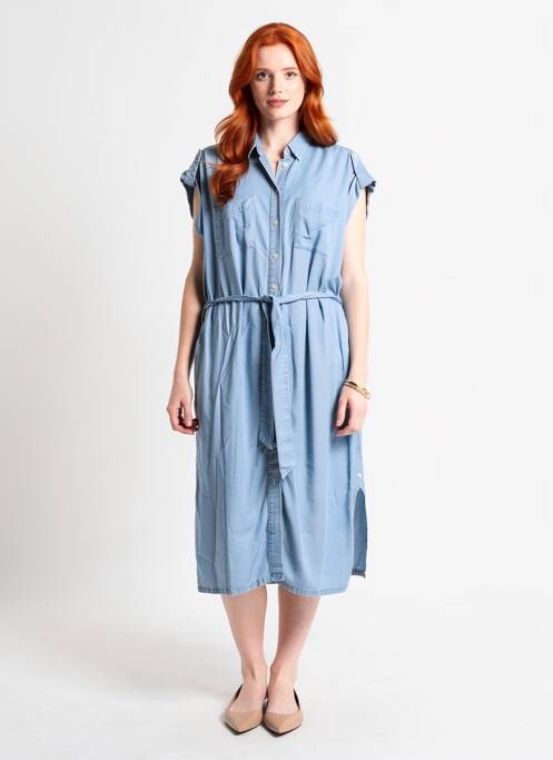 Rochie midi mâneci lungi mâneci lungi albastru YEST femme