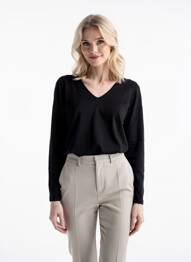 Pulover croială cambrată mâneci lungi negru GEVANA femme