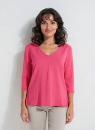 Top țesătură jersey mâneci lungi roz GEVANA femme