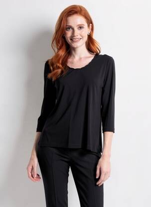 Top elasticitate mâneci lungi negru GELCO femeie