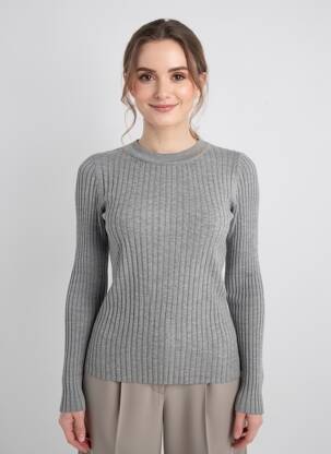 Top elasticitate mâneci lungi gri YESTA femeie