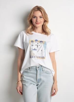 Tricou imprimeu fantezie mâneci scurte alb ESQUALO femeie