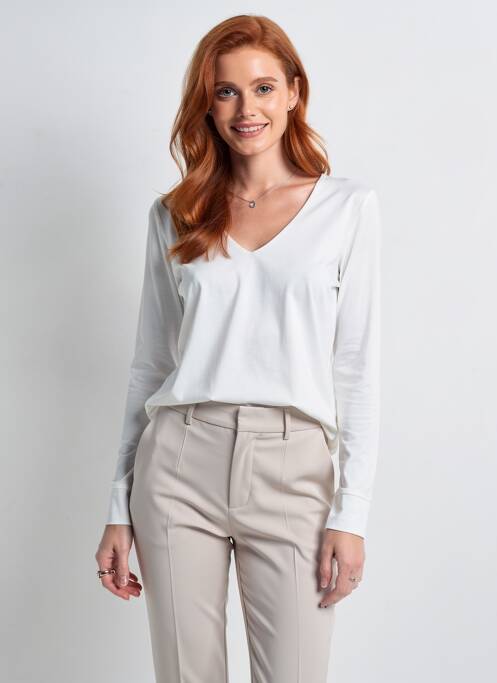 Top țesătură jersey mâneci lungi alb YEST femme