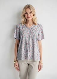 Tricou imprimeu fantezie mâneci scurte alb GEVANA femme