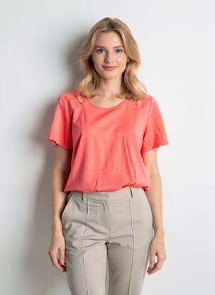 Tricou croială dreaptă mâneci scurte roz GEVANA femeie