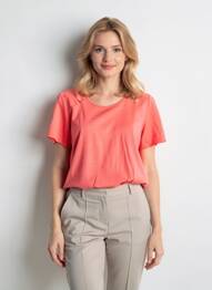 Tricou croială dreaptă mâneci scurte roz GEVANA femme