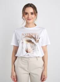 Tricou croială dreaptă mâneci scurte alb YEST femme
