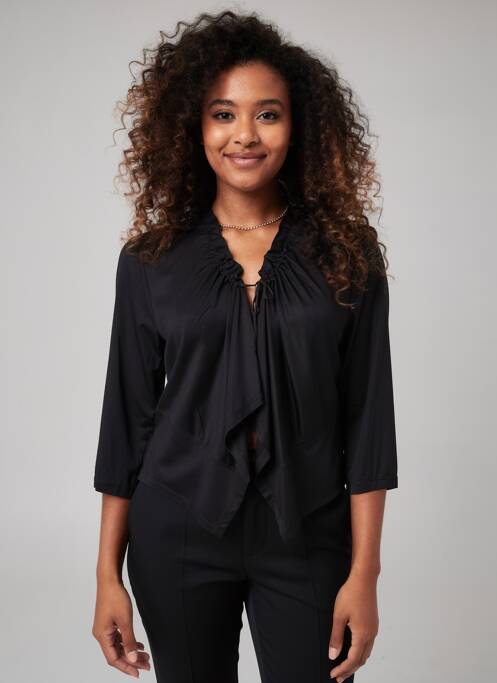 Top guler în v mâneci lungi negru 3322 femme