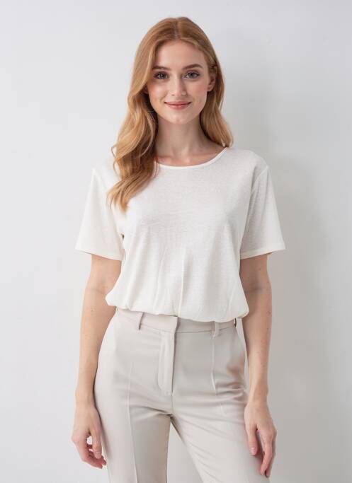 Top mâneci scurte mâneci scurte alb GEVANA femme