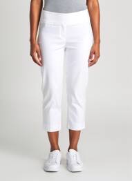 Pantalon trei sferturi elasticitate mărime normală alb YEST femme
