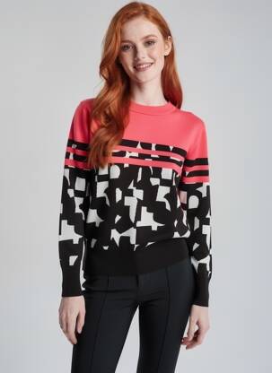 Pulover guler rotund mâneci lungi negru JOY OF LIFE femeie