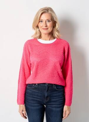 Pulover croială cambrată mâneci lungi roz C'EST BEAU LA VIE femeie