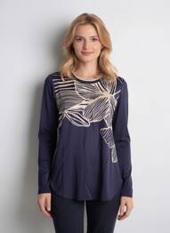 Tricou mâneci lungi mâneci lungi albastru BARBARA LEBEK femme