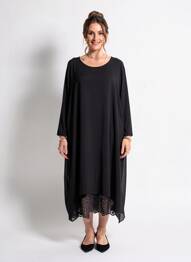 Rochie midi croială fluidă mâneci lungi negru CISO femme