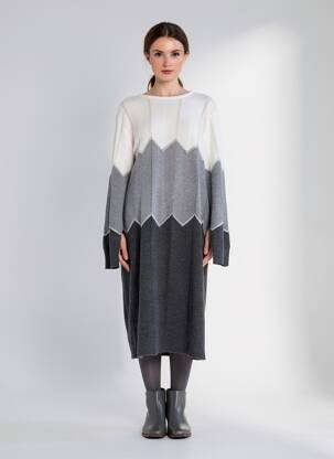 Rochie pulover croială dreaptă mâneci lungi gri MICHA femeie