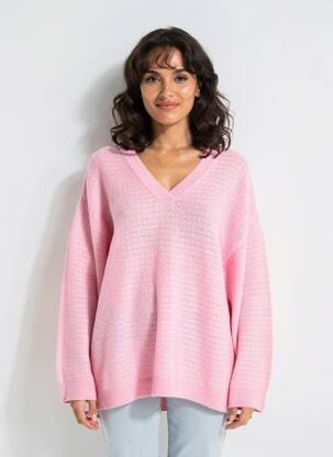 Pulover croială dreaptă mâneci lungi roz CISO femeie
