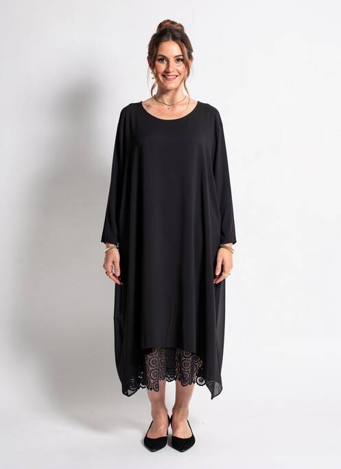 Rochie midi mâneci lungi mâneci lungi negru CISO femme