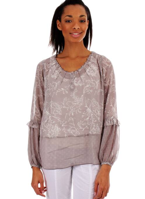 Tunică mâneci lungi taupe ET COMPAGNIE femeie