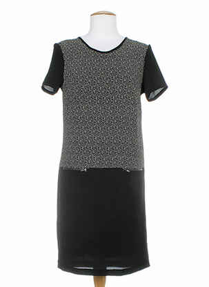 Rochie midi croială fluidă mâneci scurte negru XO femeie