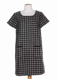 Rochie midi mâneci scurte mâneci scurte negru COMPAÑIA FANTASTICA femme