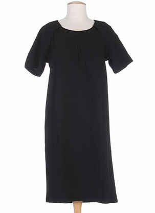 Rochie midi țesătură crep mâneci scurte negru ICHI femeie