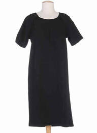 Rochie midi țesătură crep mâneci scurte negru ICHI femeie
