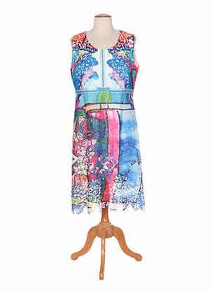 Rochie midi fără mâneci fără mâneci albastru POUPEE CHIC femeie