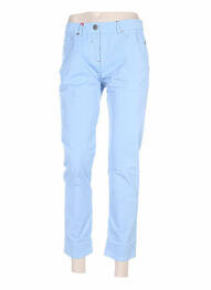 Pantalon 7/8 închidere cu fermoar sub clapetă cu nasturi talie joasă albastru MYBO femme