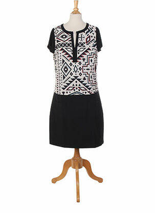 Rochie scurtă închidere cu fermoar la spate mâneci scurte negru MISS CAPTAIN femeie