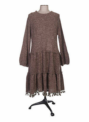 Rochie midi mâneci lungi mâneci lungi maro ZOE LA FEE femeie